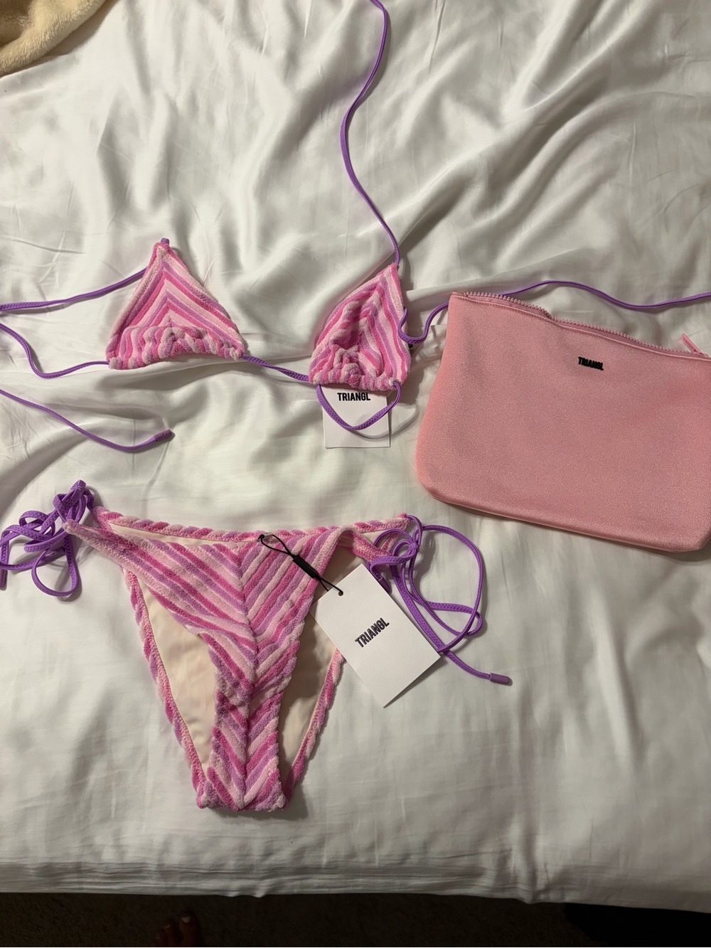 Triangle Tie-Side Bikini Set in Pink - Picture 2 of 2